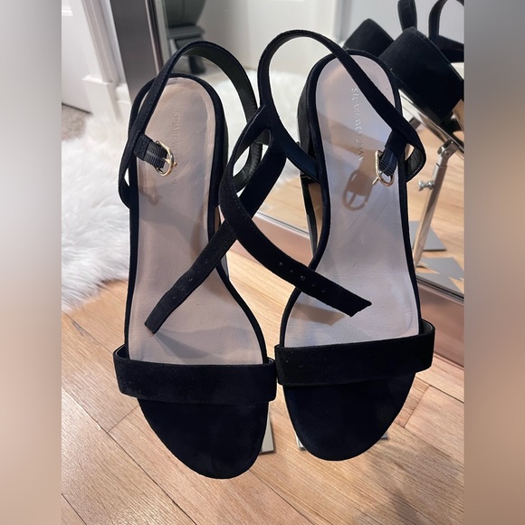 Stuart Weitzman Black Suede Block Heels - Picture 3 of 9